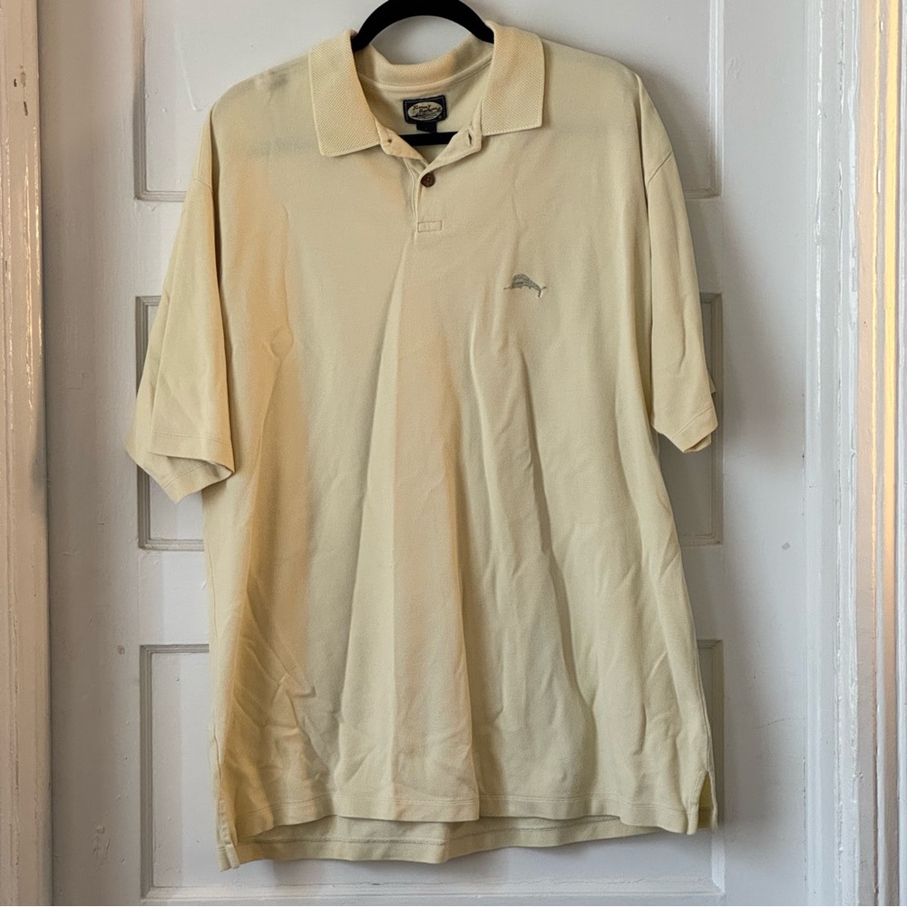 Tommy Bahama Pale Yellow Cotton Polo Size Large
